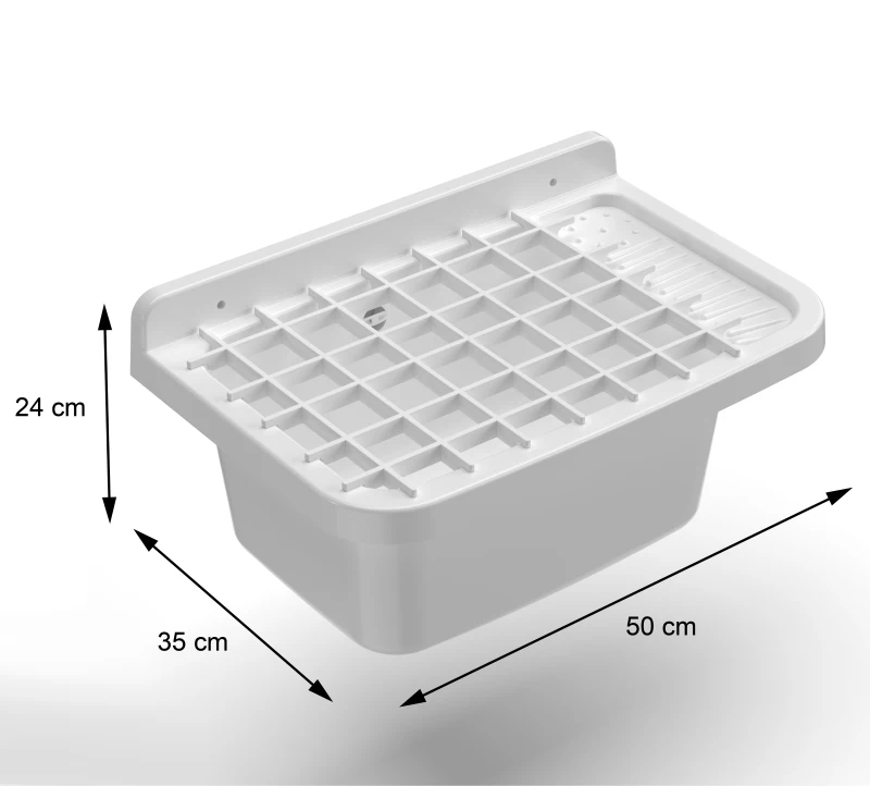 MONGARDI Lavandino pilozzo a muro con griglia - da esterno 50x35x24, colore BIANCO
