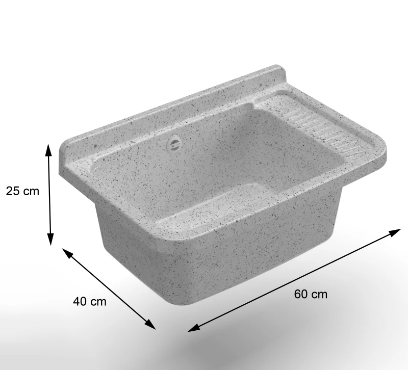 MONGARDI Lavandino pilozzo a muro da esterno 60x40x25, colore GRANITO