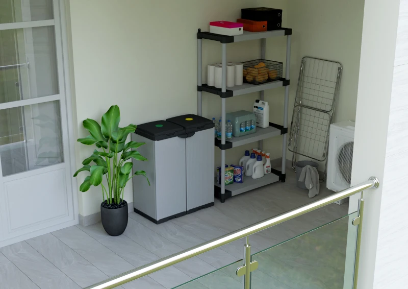 MONGARDI Mobile Portasacco Bis per Raccolta differenziata, in Plastica,  68L x 38P x 87H cm