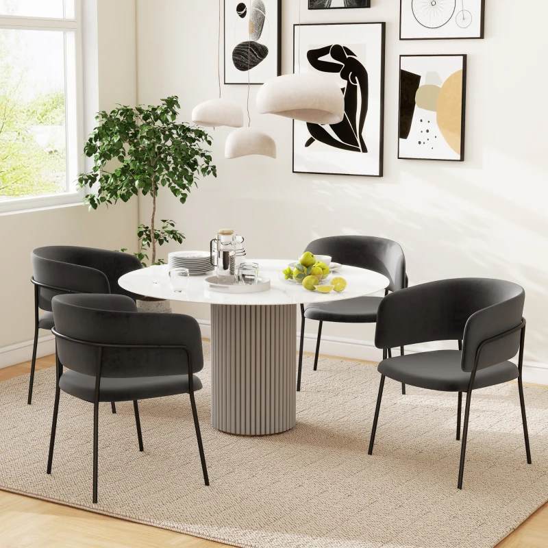 HOMCOM Komfortowe i nowoczesne krzesło tapicerowane, 57x53x73cm, Szary