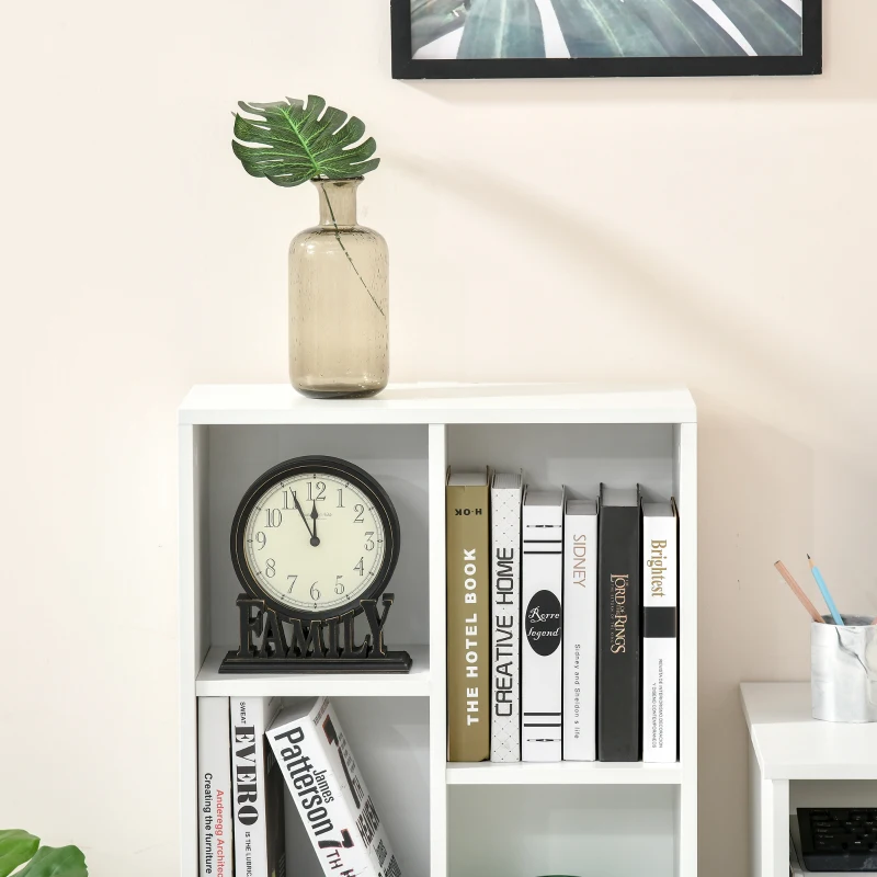HOMCOM Bibliotecă din Lem Stil Vintage Cubica cu 7 Suporturi Diferite din MDF pentru Casă și Birou, 50x24x106 cm, Alb(m-8)