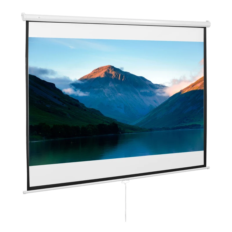 HOMCOM Telo per Proiettore da 100" Formato 16:9/4:3 ad Altezza Regolabile, 210x8.6x7 cm, Bianco e Nero