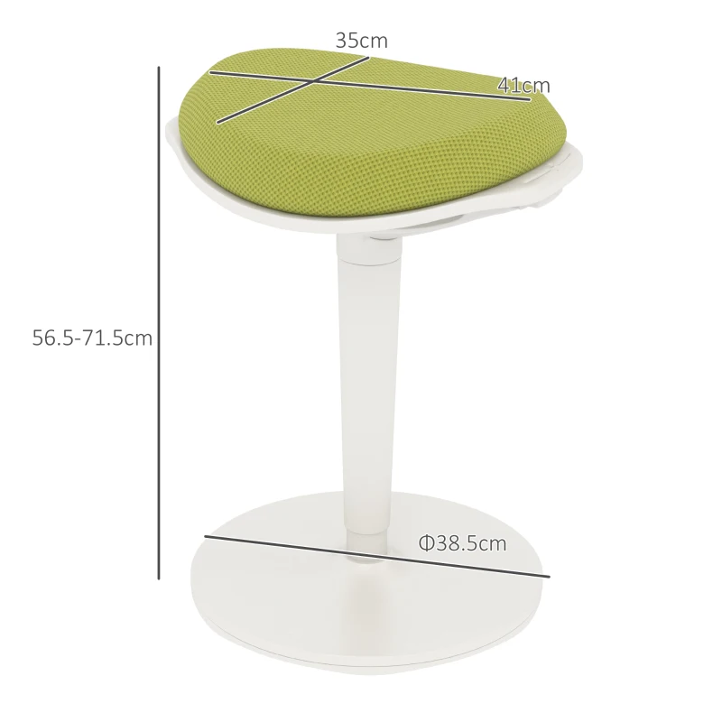 HOMCOM Scaun Ergonomic Reglabil pe Înălțime cu Înclinare 5°, Scaun Modern din Poliester, Spumă și PP, 42,5x35,5x56,5-71,5 cm, Verde