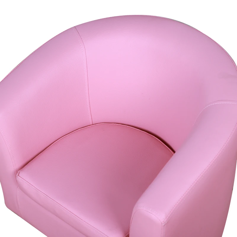 HOMCOM Children's Armchairs Toddler Chair Sofa Footstool 2-in-1 Design for Girls with Thick Padding, Anti-skid Foot Pads, Wood Frame, Pink