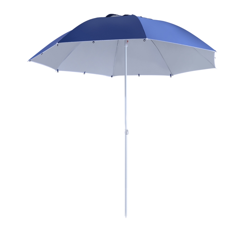 Outsunny UV Protection Fishing Beach Umbrella Brolly Shelter /w Side Panel Tent Blue