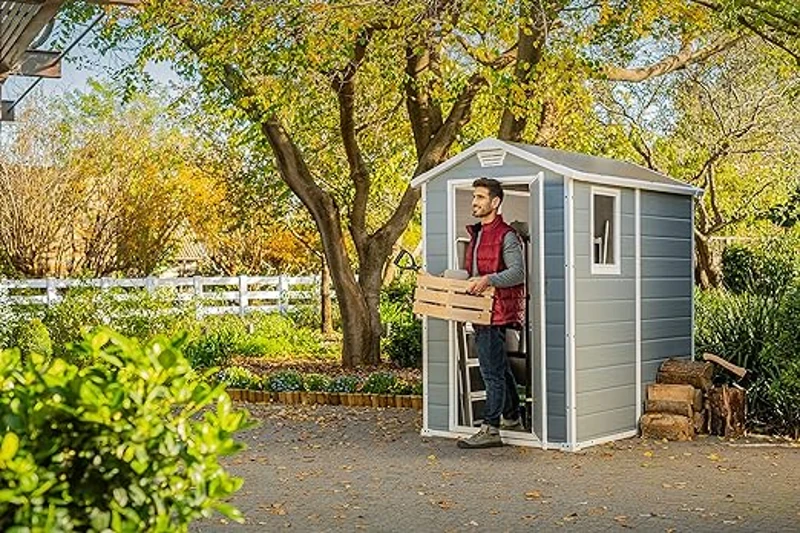 Keter Casetta da Giardino Manor 4x6, Grigia, 130 X 192 X 198 h