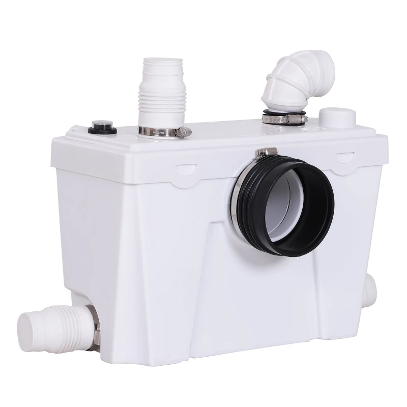 HOMCOM Bomba Trituradora Sanitaria de Agua Residual con 500W y 4 Entradas para Baño Cocina y Lavabo 40x18,5x28 cm