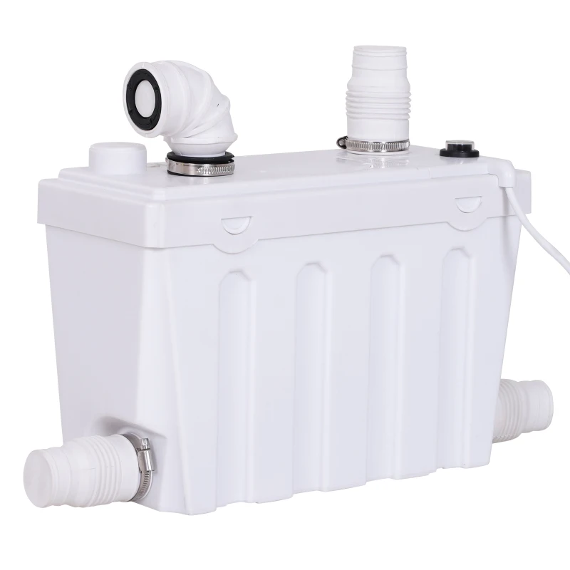 HOMCOM Bomba Trituradora Sanitaria de Agua Residual con 500W y 4 Entradas para Baño Cocina y Lavabo 40x18,5x28 cm