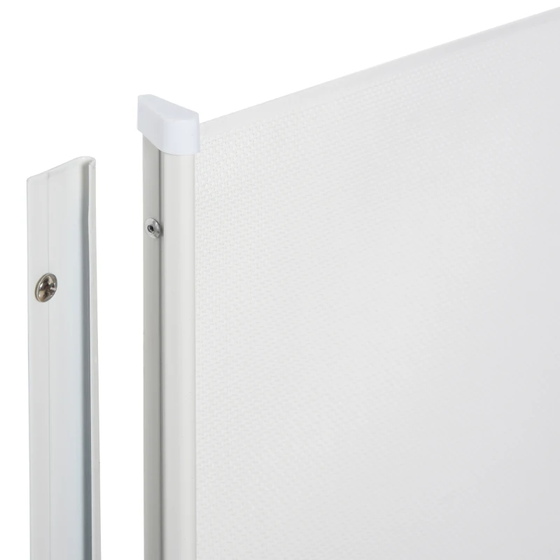 PawHut Puerta para Perros Plegable con Ancho Ajustable 5,5-115 cm Barrera de Seguridad para Perros Retráctil con Asa Blanco