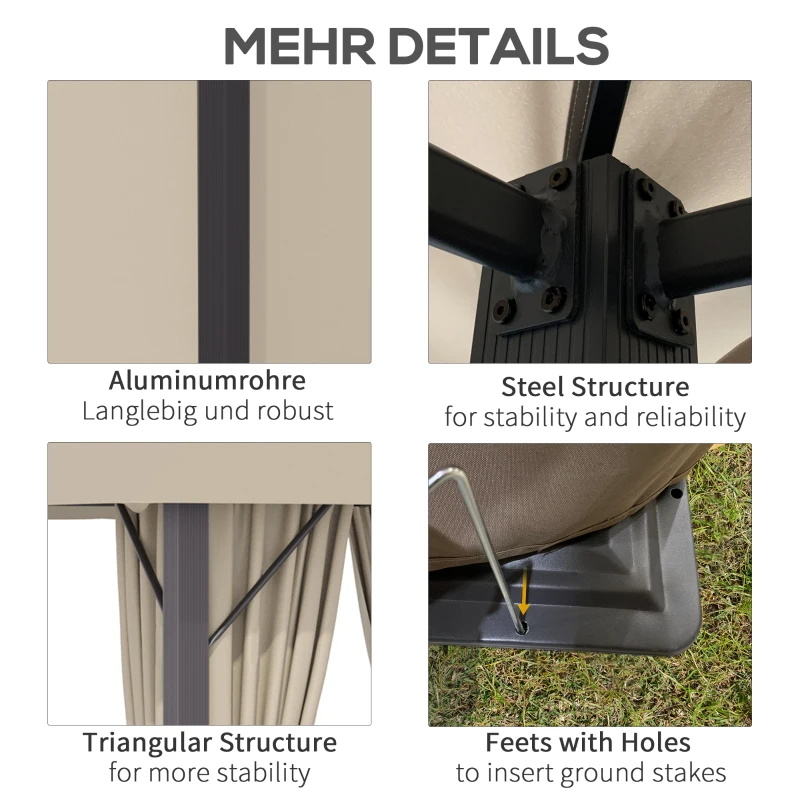 Outsunny tuinhuisje 3m x 3m aluminium staal