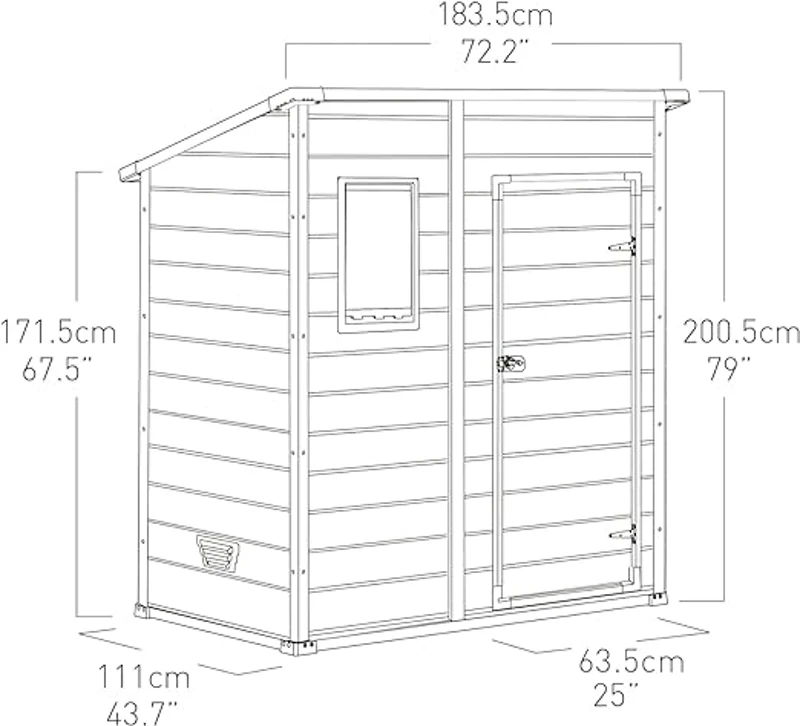 Keter Casetta da Giardino Manor 6x4 Pent, Grigia, 183,5 X 111 X 200,5 h