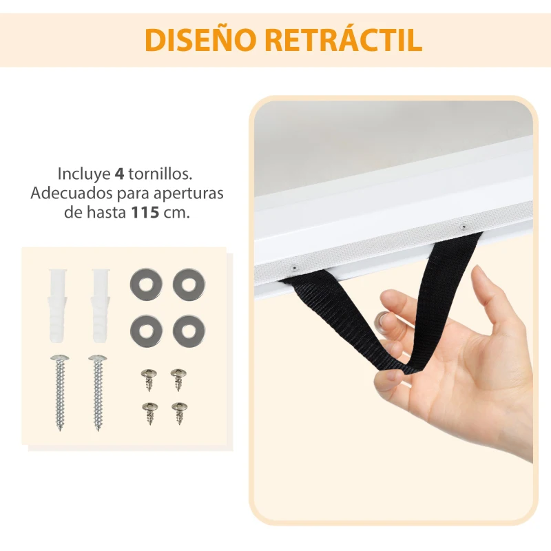 PawHut Puerta para Perros Plegable con Ancho Ajustable 5,5-115 cm Barrera de Seguridad para Perros Retráctil con Asa Blanco