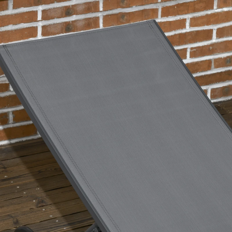 Outsunny Conjunto de 2 Espreguiçadeiras para Exterior com Encosto Ajustável em 5 Níveis e Rodas para Praia Piscina 165x66x102cm Cinza