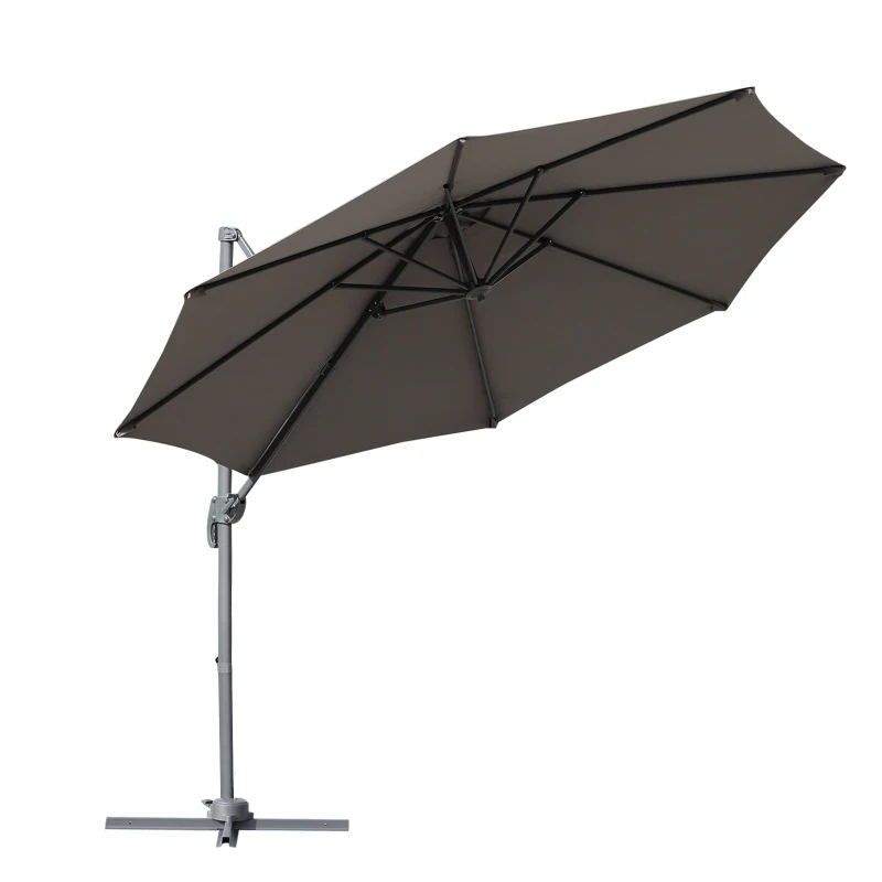 Outsunny Sonnenschirm Gartenschirm Ampelschirm rund Roma mit Handkurbel 360° drehbar Aluminum + Stahl + Polyester Grau Ø294 x 248 cm