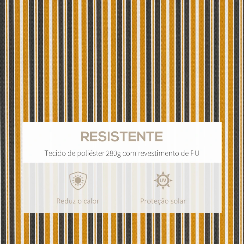 Outsunny Toldo Manual Retrátil 350x250 cm com Manivela de Metal Impermeável e Anti-UV para Jardim Terraço Janelas Cinza e Amarelo
