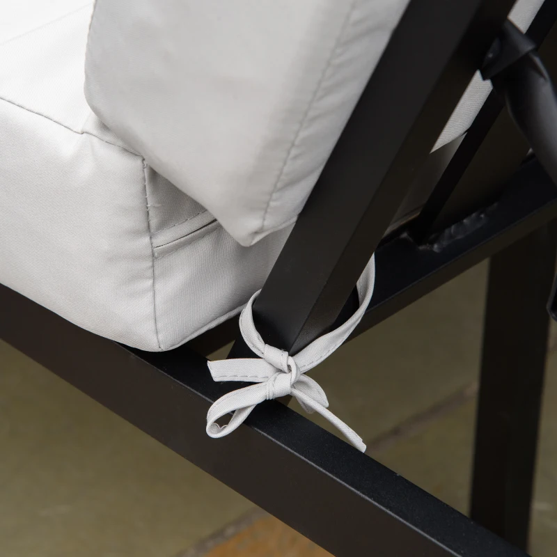 Outsunny Conjunto de Móveis de Jardim 3 Peças de Alumínio com Mesa de Vidro Sofá de 2 Lugares e Sofá de 3 Lugares com Encosto Ajustável e Almofadas Removíveis 212x70x64cm Preto e Cinza