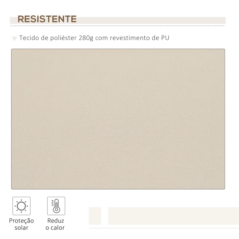 Outsunny Toldo Manual Retrátil 350x250 cm para Varanda com Manivela de Metal Impermeável e Anti-UV para Jardim Terraço Janelas Creme