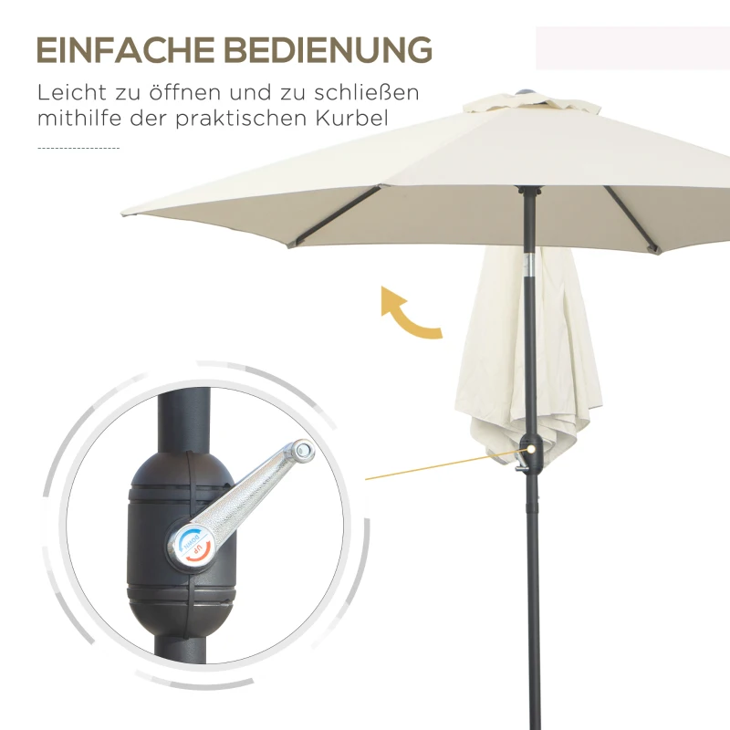 Knikparasol zonnescherm tuinscherm strandparasol met handkruk aluminium 3 kleuren