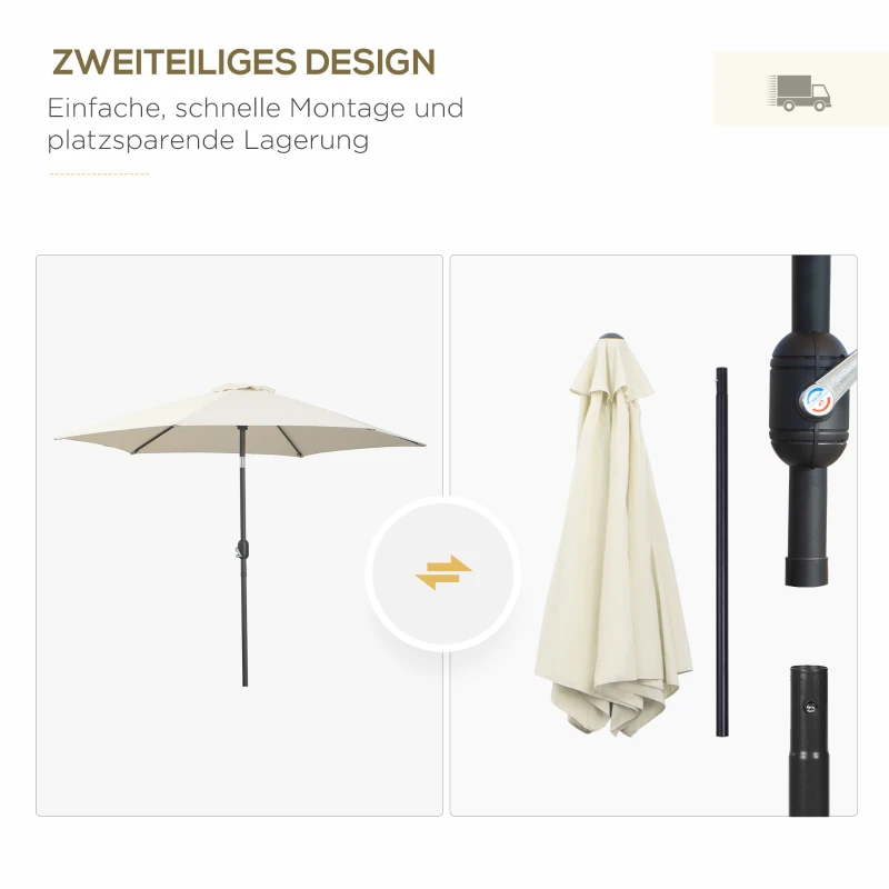 Knikparasol zonnescherm tuinscherm strandparasol met handkruk aluminium 3 kleuren