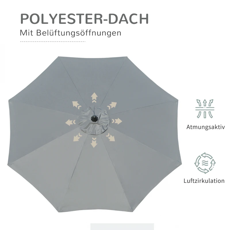 Outsunny 2,7 m Parasol 8 żeber Parasol na taras z ochroną przed słońcem aluminium