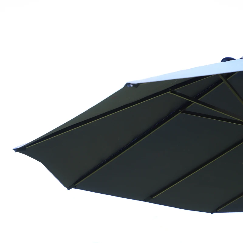 Outsunny Podwójny Parasol Ogrodowy Marketowy na Taras z Korbą Niebieski Owal 460 x 270 x 240 cm
