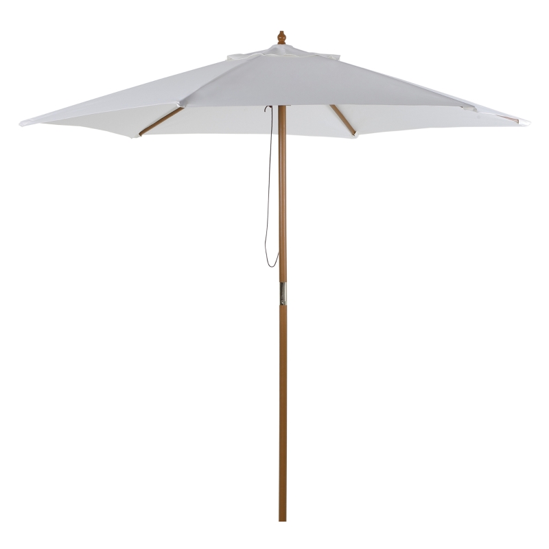 Outsunny Parasol zewnętrzny, parasol ogrodowy, 3-stopniowy, ochrona przeciwsłoneczna, bambus 180 / ㎡ poliester, kremowy, Ø2,5 x 2,3 m