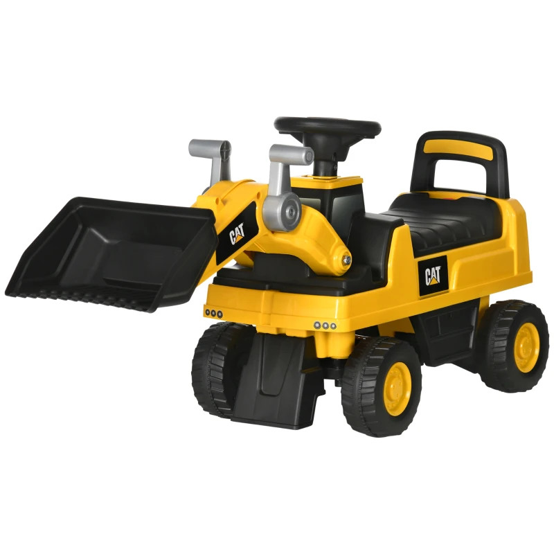 HOMCOM Licensed CAT Kids Ride on Excavator w/ Manual Bucket Horn Under Seat Storage