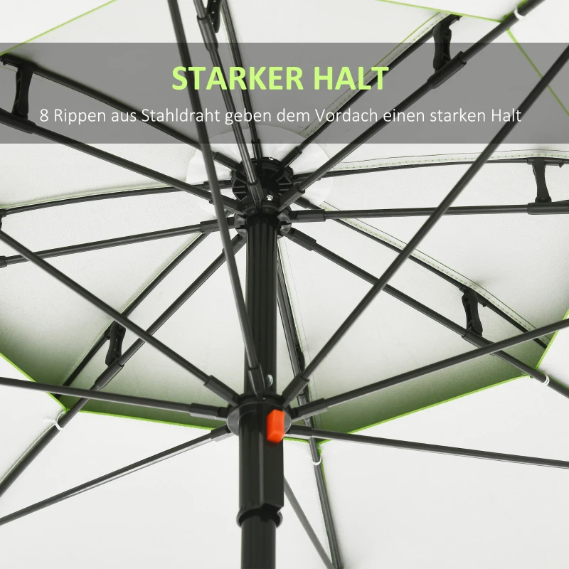 Outsunny Groene strandparasol, parasol met ventilatieopeningen en beschermhoes, Φ 1,85(m-6)
