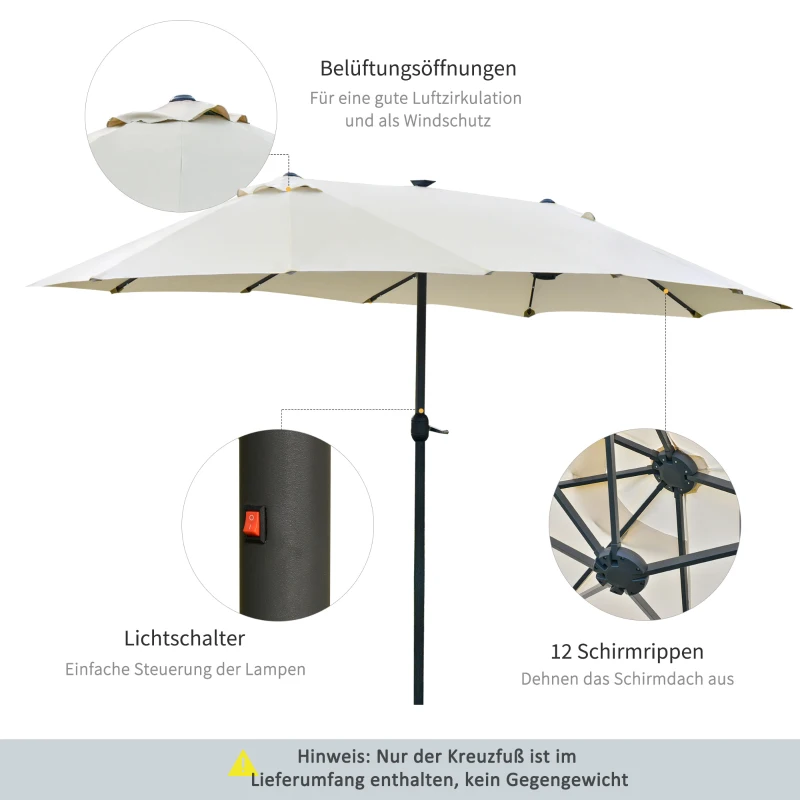 Outsunny parasol owalny kremowo-biały 440 x 260 cm