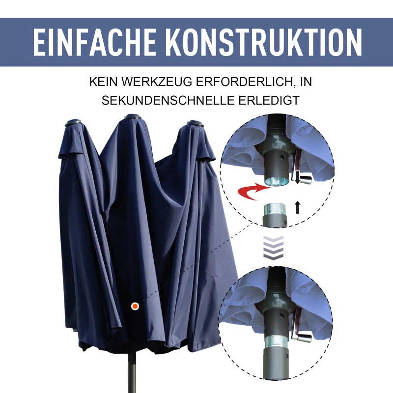 Outsunny dubbele parasol tuinparasol marktparasol met handslinger 460 x 270 cm