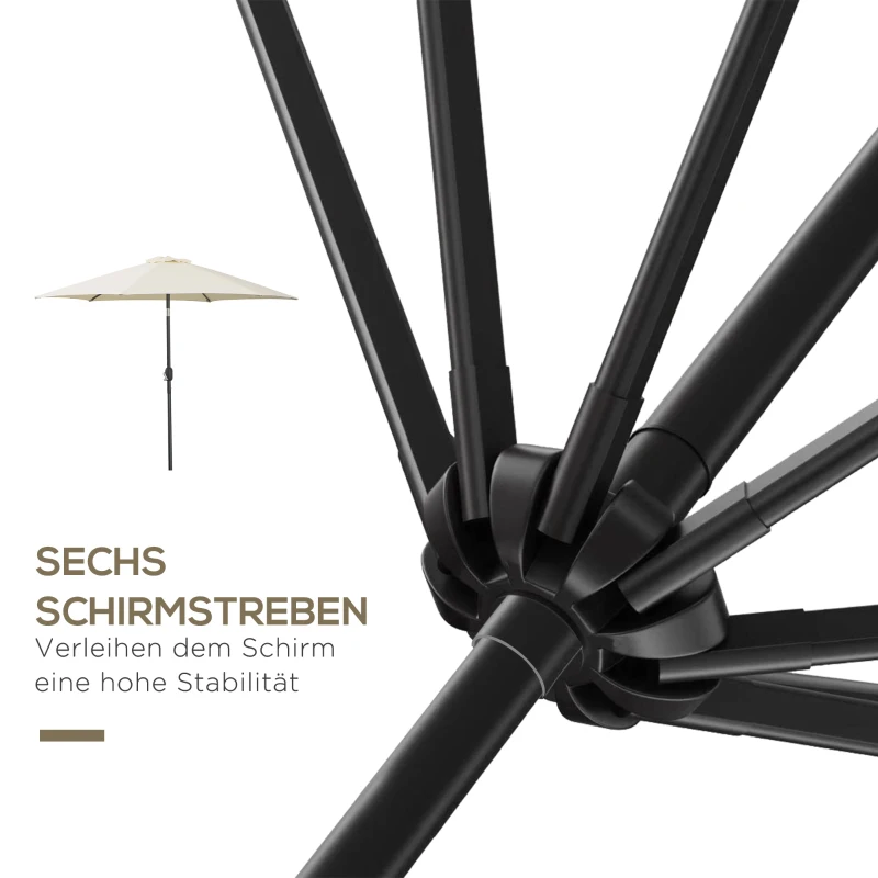 Knikparasol zonnescherm tuinscherm strandparasol met handkruk aluminium 3 kleuren