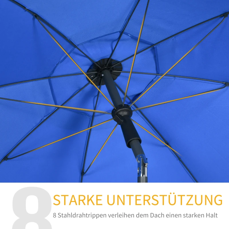 Outsunny Strandparasol, parasol, met ventilatieopeningen, inclusief beschermhoes, verstelbare helling, UV50+ Ø1,80, blauw