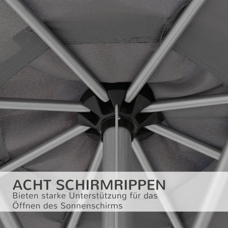 Outsunny 2,7 m Parasol 8 żeber Parasol na taras z ochroną przed słońcem aluminium