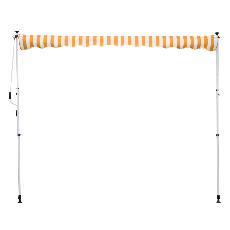 Outsunny Toldo Portátil 3x1,5m Manual Dobrável de Alumínio Altura Regulável com Manivela para Terraço Jardim Amarelo e Branco