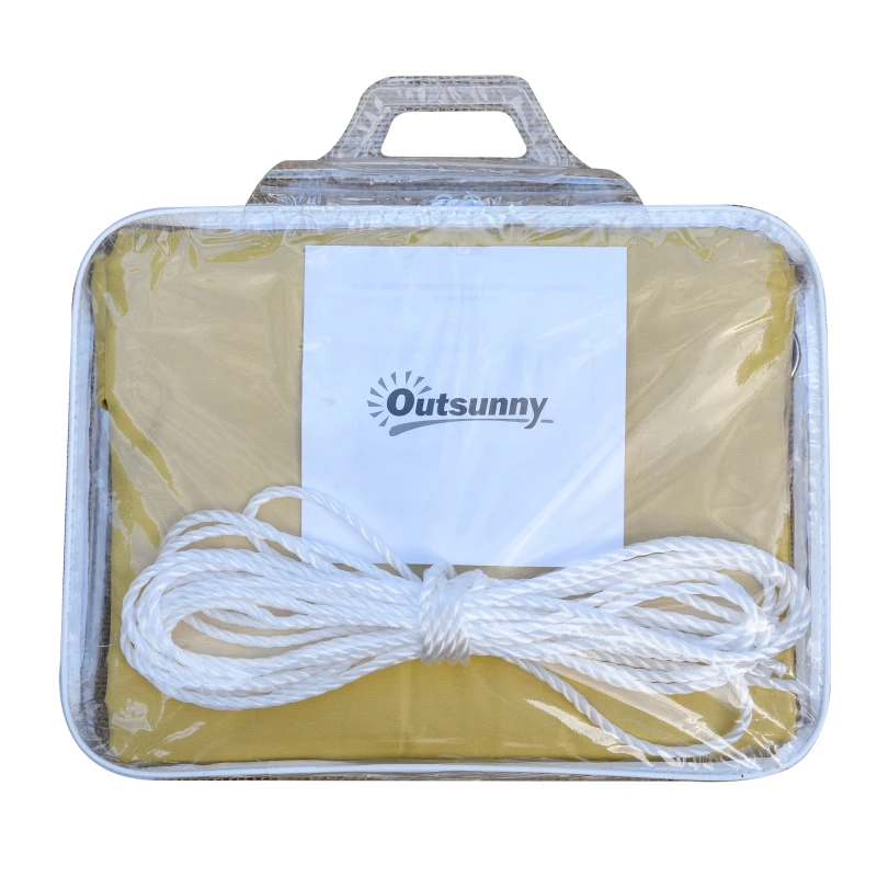 Outsunny Vela de Sombra Retangular 3x4 m Toldo Vela de Poliéster com Proteção UV Aneis em Forma de D e Cordas para Jardim Pátio Piscina  Areia