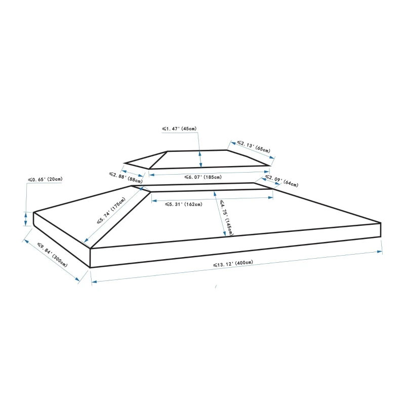 Outsunny Toldo de Substituição 4x3m para Pérgola de Jardim 2 Níveis Respirável com 10 Orifícios de Drenagem Cobertura de Substituição de Pérgola Exterior Marrom