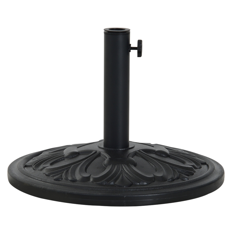 Outsunny Base para Chapéu de Sol Redondo de HDPE e Cimento para Mastros Ø35/38/48 mm Peso 13 kg Ø48x34 cm Preto