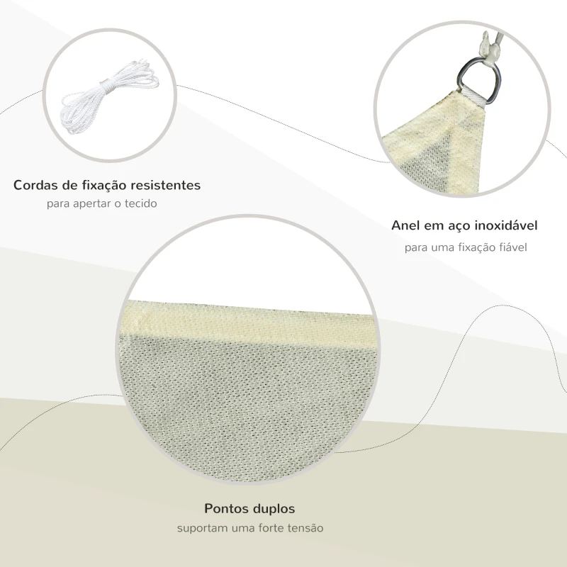Outsunny Vela de Sombra Retangular 3x4 m Toldo Vela de HDPE com Proteção UV Aneis em Forma de D e Cordas para Jardim Pátio Piscina Creme