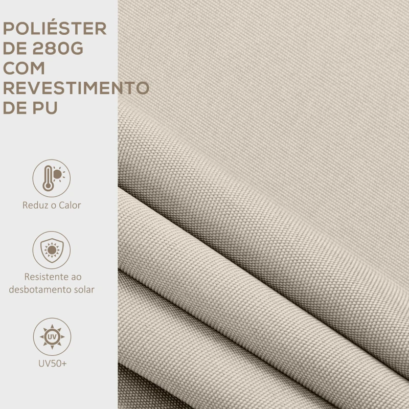 Outsunny Toldo Manual Retrátil com Manivela 200x250 cm Toldo de Parede com Proteção Solar UV50+ e Estrutura de Alumínio Creme