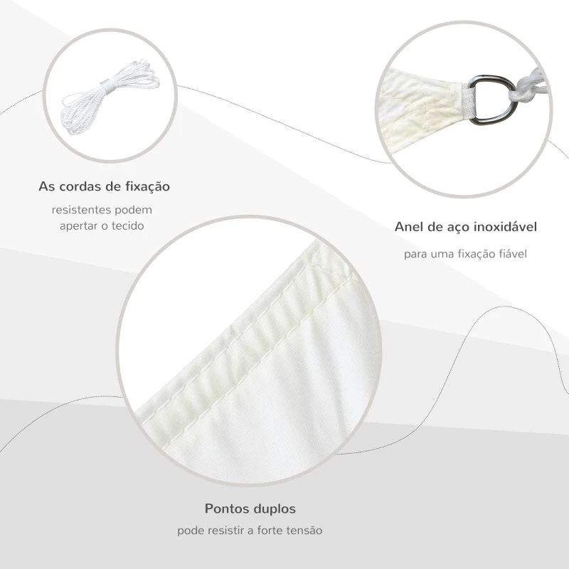 Outsunny Vela de Sombra Quadrado 3x3 m Toldo Vela de Poliéster com Proteção UV Aneis em Forma de D e Cordas para Jardim Pátio Piscina Creme
