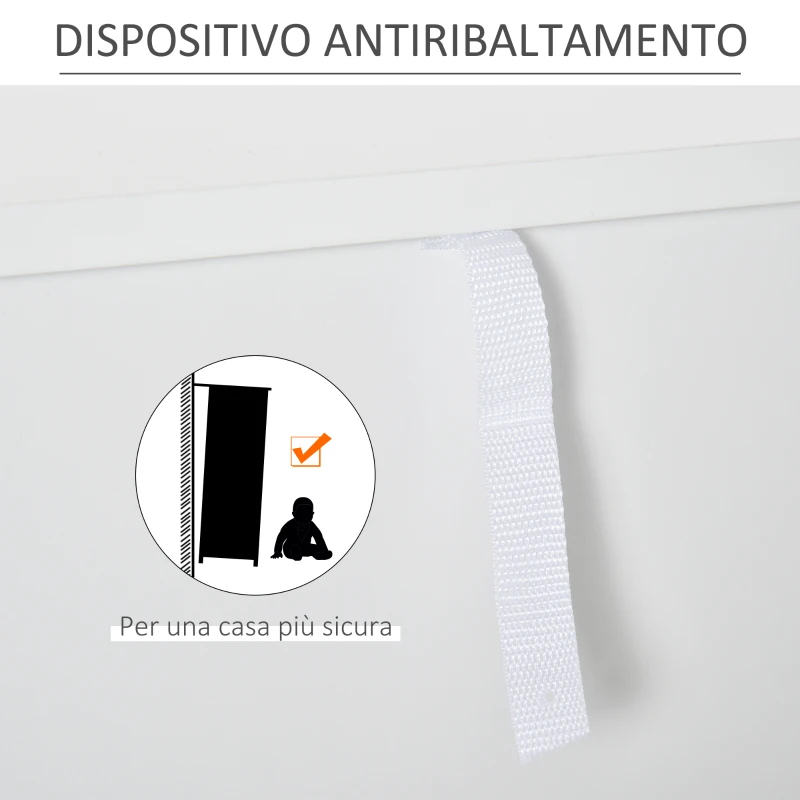 HOMCOM Cassettiera 4 Cassetti con Maniglie e Piedini, Arredamento Moderno Casa in Legno 80x40x93.5cm Bianco e Noce