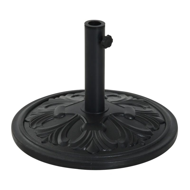 Outsunny Base para Chapéu de Sol Redondo de HDPE e Cimento para Mastros Ø35/38/48 mm Peso 13 kg Ø48x34 cm Preto