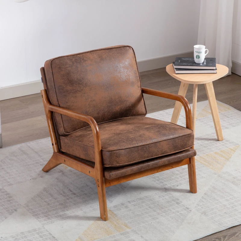 Fauteuil de Relaxation Style Moderne, Structure en Bois, Pour Salon et Chambre à Coucher, Café