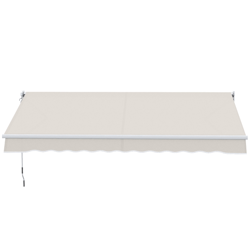 Outsunny Toldo Manual Retrátil com Manivela 200x250 cm Toldo de Parede com Proteção Solar UV50+ e Estrutura de Alumínio Creme