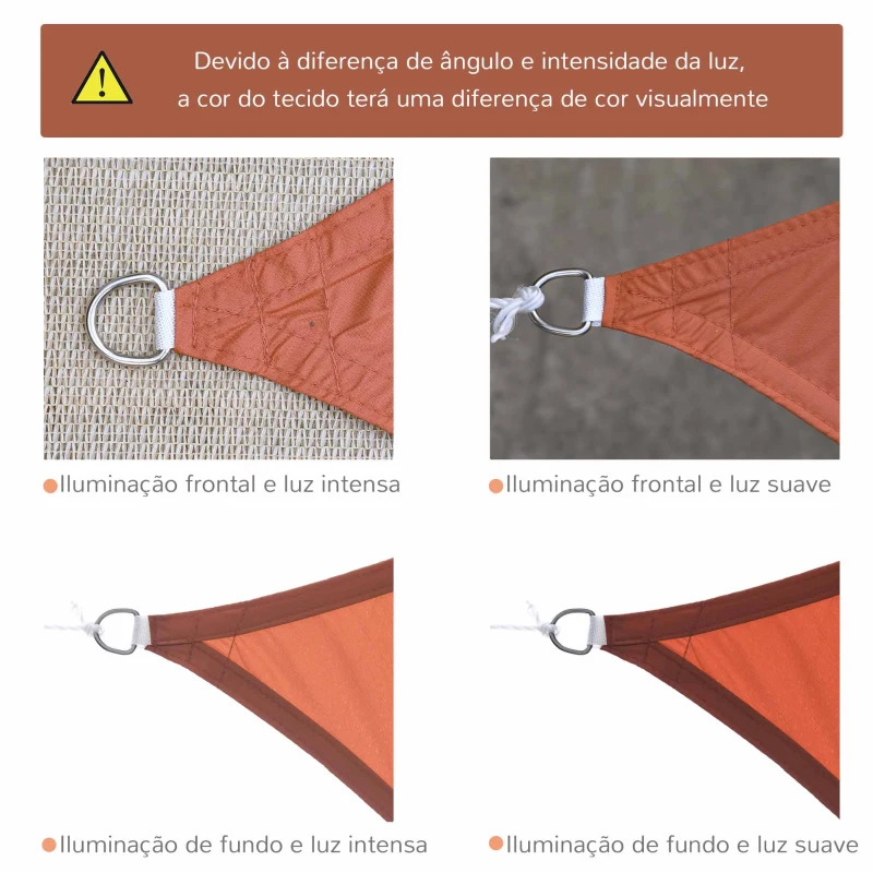 Outsunny Vela de Sombra Retangular 3x4 m Toldo Vela de Poliéster com Proteção UV Aneis em Forma de D e Cordas para Jardim Pátio Piscina Vermelho Ferrugem