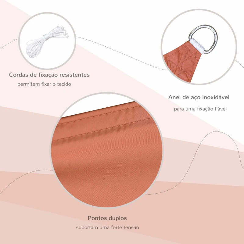 Outsunny Vela de Sombra Retangular 3x4 m Toldo Vela de Poliéster com Proteção UV Aneis em Forma de D e Cordas para Jardim Pátio Piscina Vermelho Ferrugem