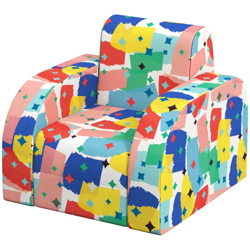 AIYAPLAY Foldable Toddler Chair Soft Snuggle Sponge Filled for Bedroom Playroom, Aged 18 Months to 3 Years - Multicoloured