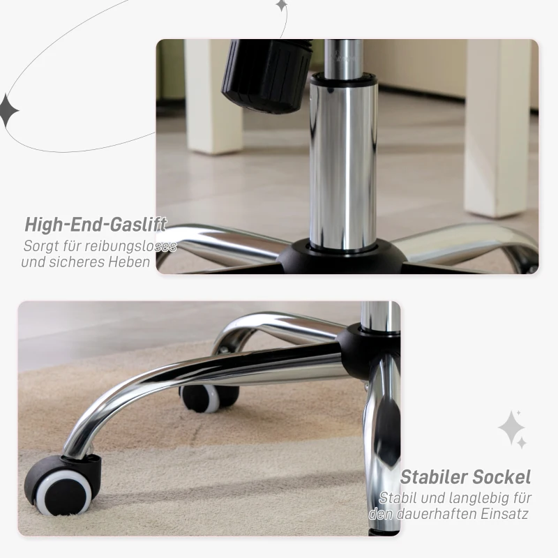 Vinsetto Krzesło Biurowe, Funkcja Wippania, Regulacja Wysokości, Wykończenie Aksamitu, do 120 kg, Jasnoszary