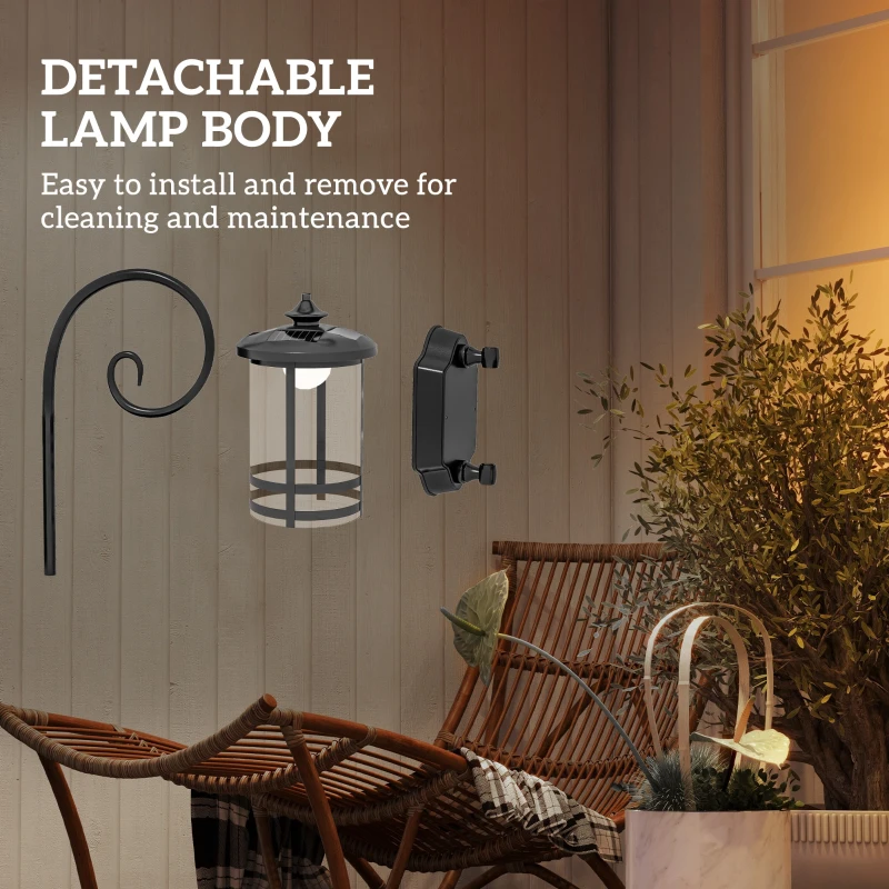 Outsunny Lampă de Exterior cu Panou Solar Impermeabil, Aprindere Automată, Lumină Solară în Aer Liber, 16.5x25.5x41 cm, Negru