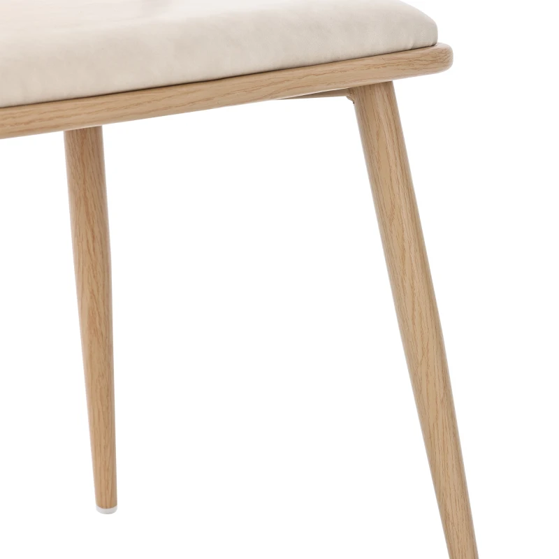 Ensemble de 2 chaises de salle à manger avec assise revêtement synthétique et dossier en rotin, structure en métal, 46x48x80 cm, Beige